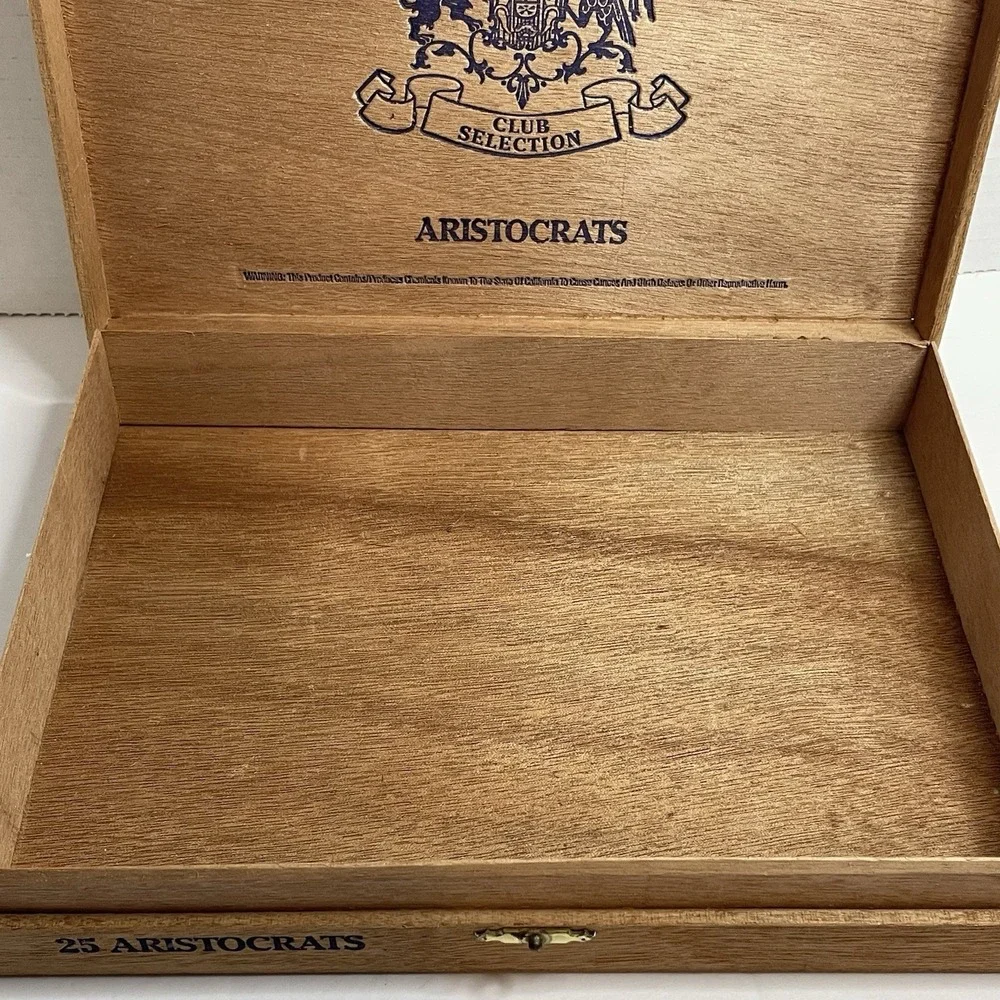 Cigar Box 'Primo Del Rey' 25 Aristocrats Hand Made Club Selection Wood Empty Box